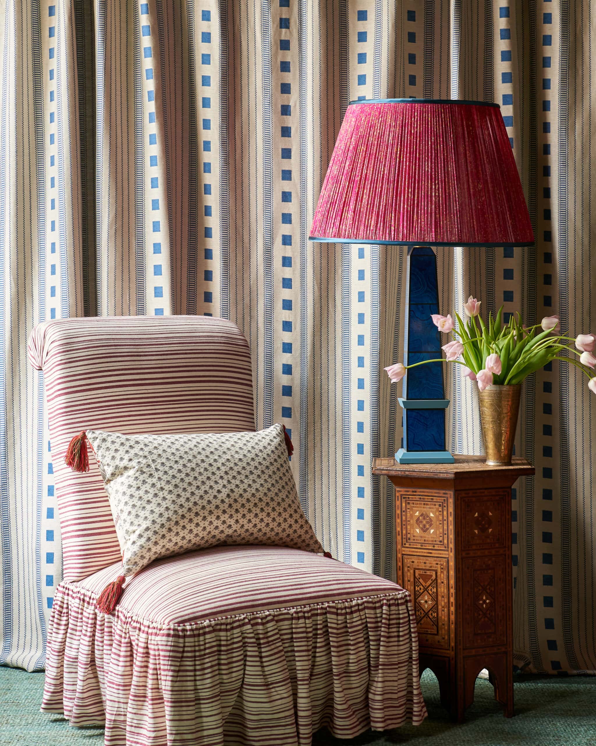 Alfie Stripe Blue Fabric