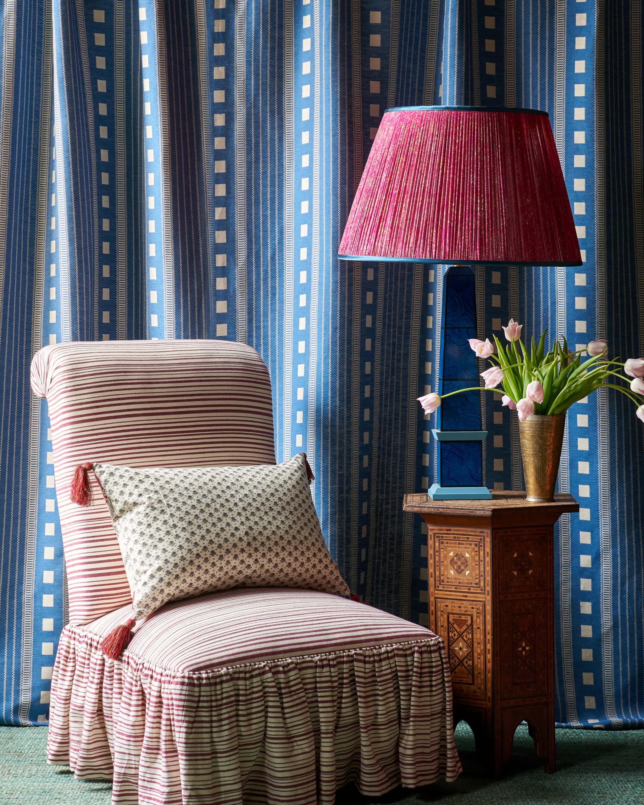 Alfie Stripe Blue Fabric by Sarah Vanrenen