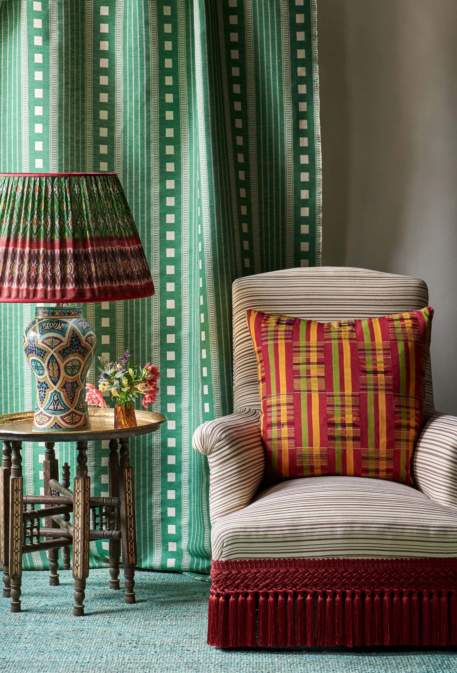 Alfie Stripe Green Fabric by Sarah Vanrenen