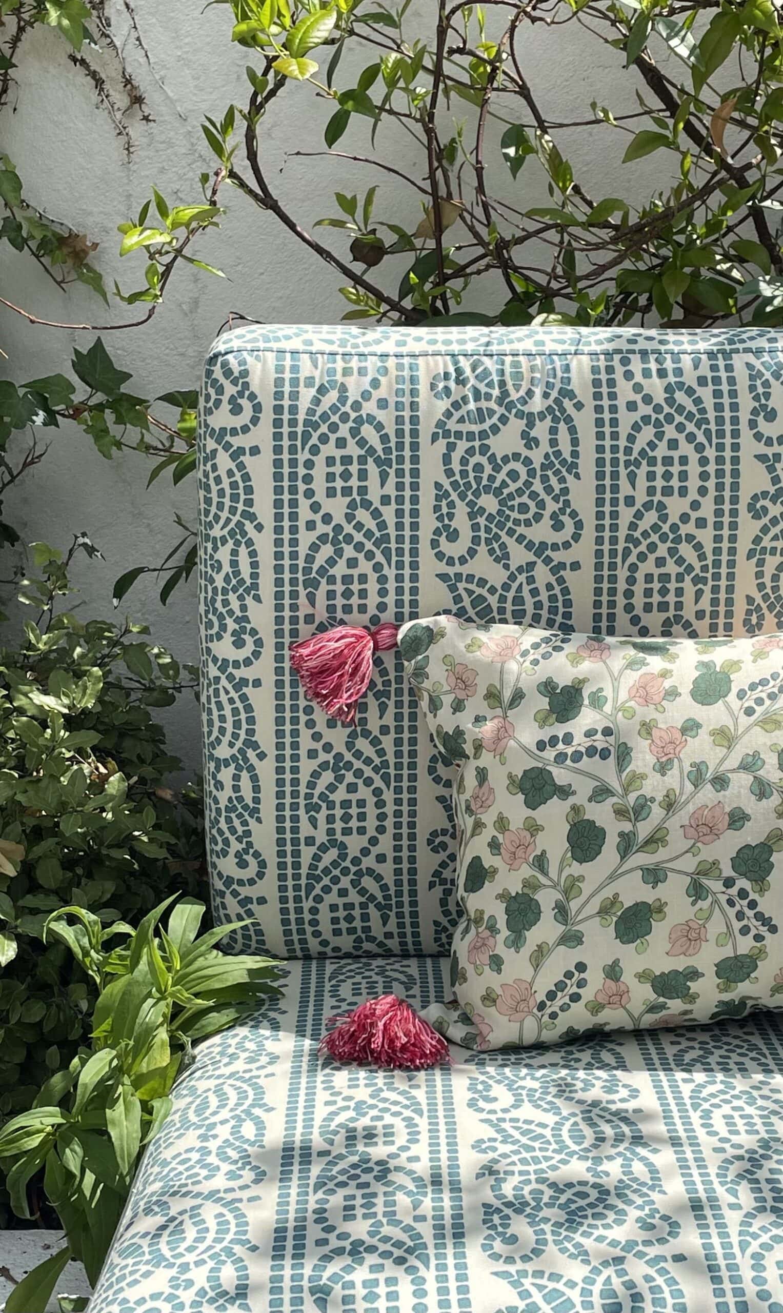 Aztec Geo Blue Performance Fabric by Sarah Vanrenen