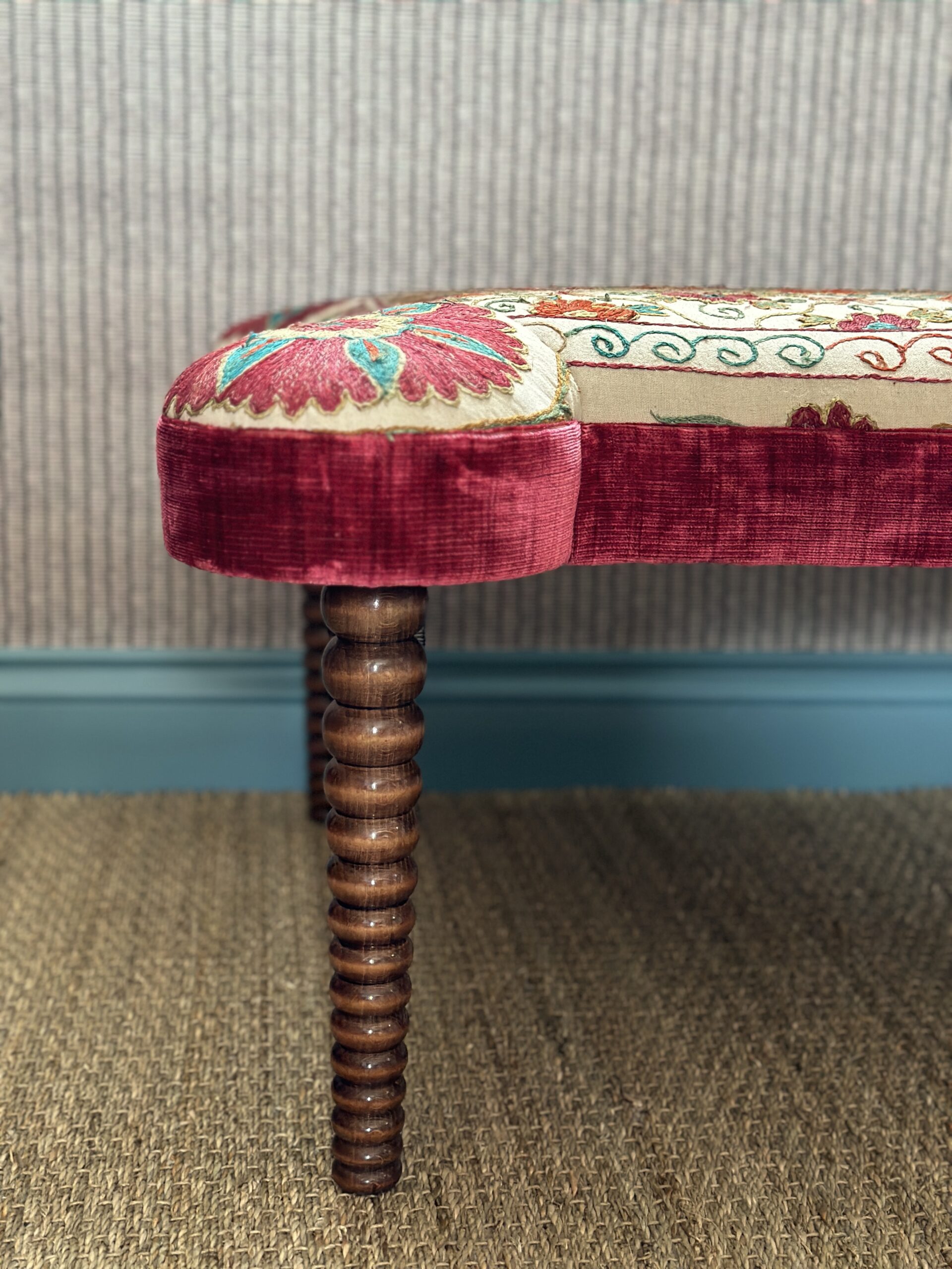 Eared Ottoman with Pomegranate Suzani by Sarah Vanrenen