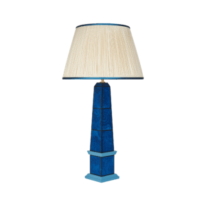 Handpainted malachite obelisk lamp in blue