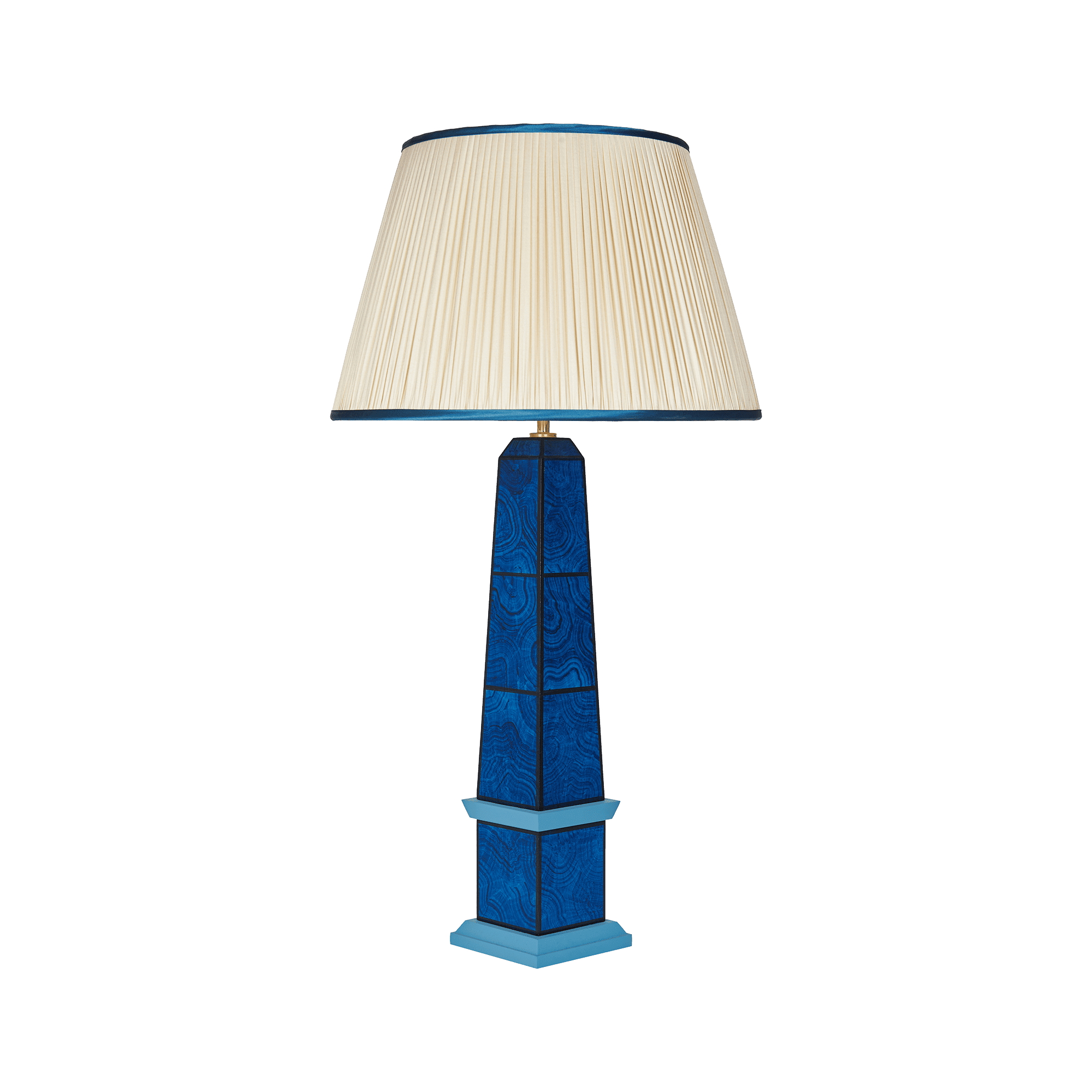 Handpainted malachite obelisk lamp in blue