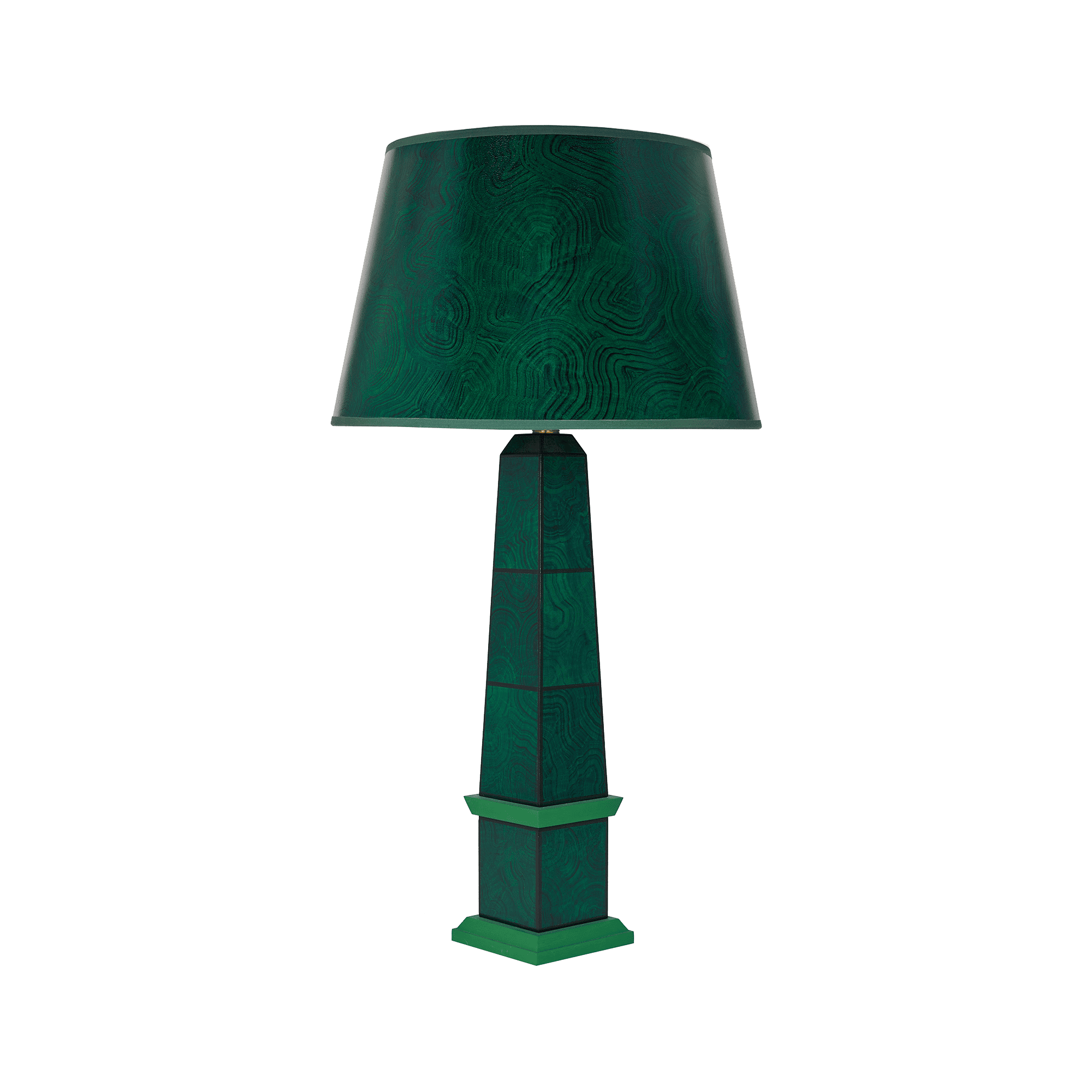 Handpainted malachite obelisk lamp in green