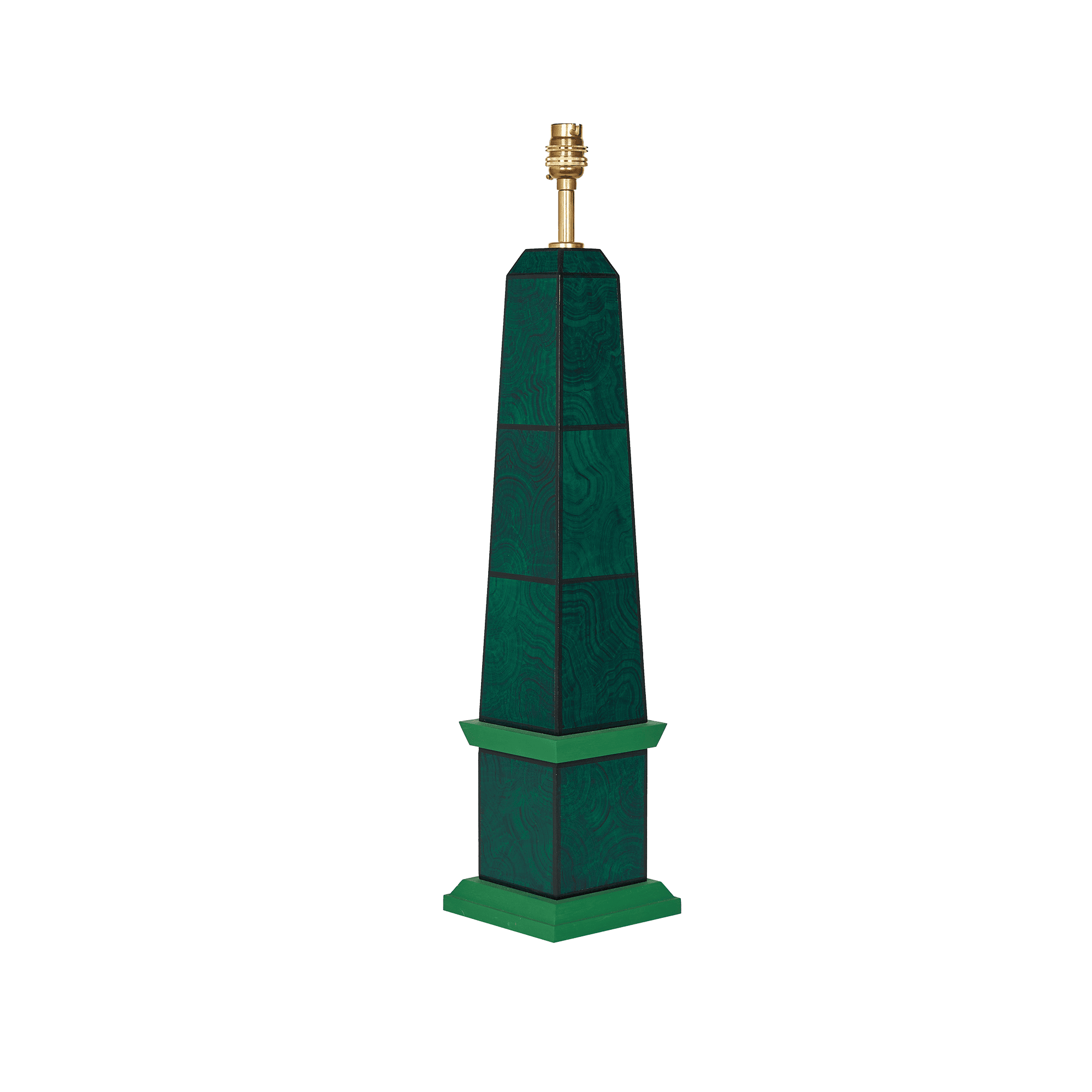 Handpainted malachite obelisk lamp in green