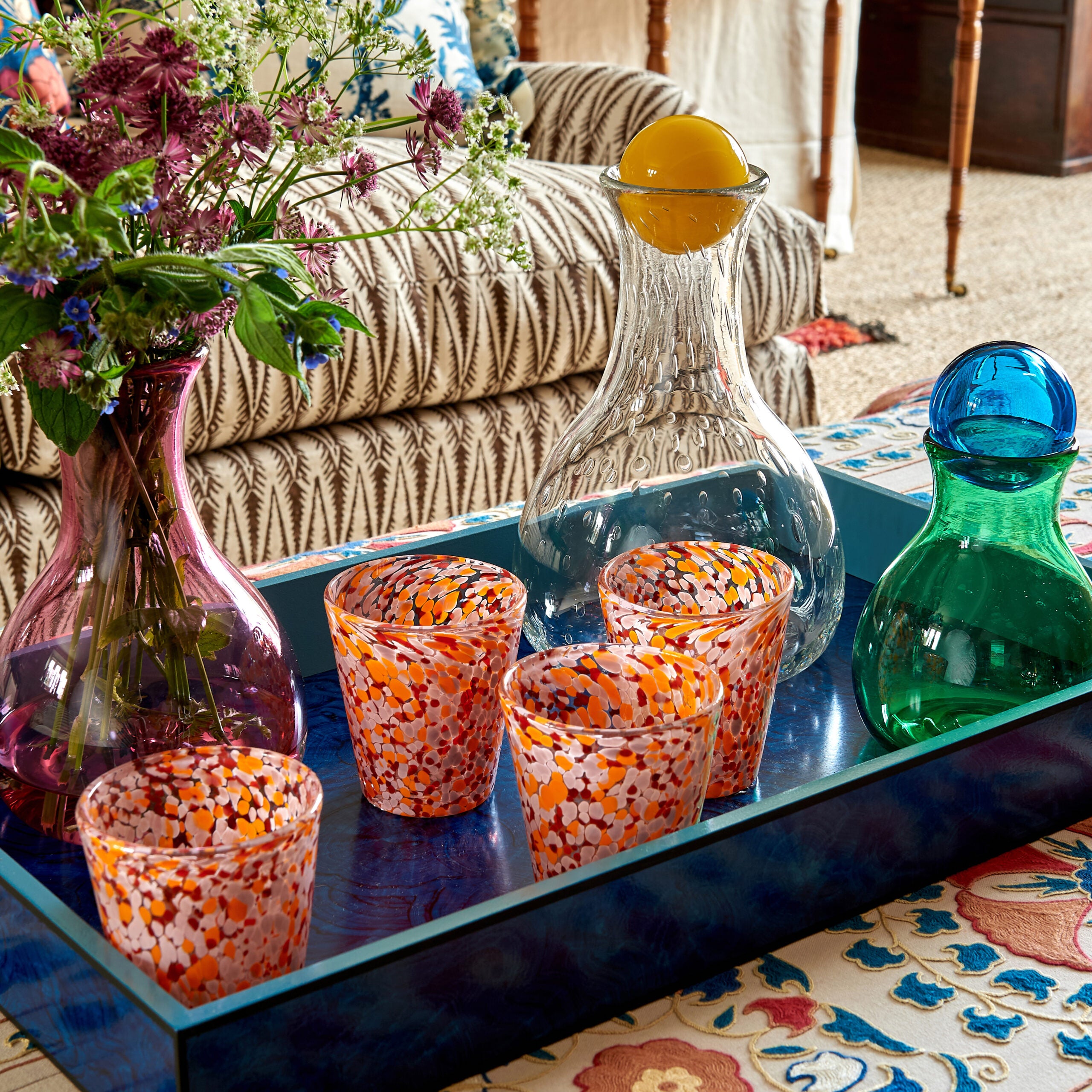 Orange Splatter Glass Tumblers by Sarah Vanrenen