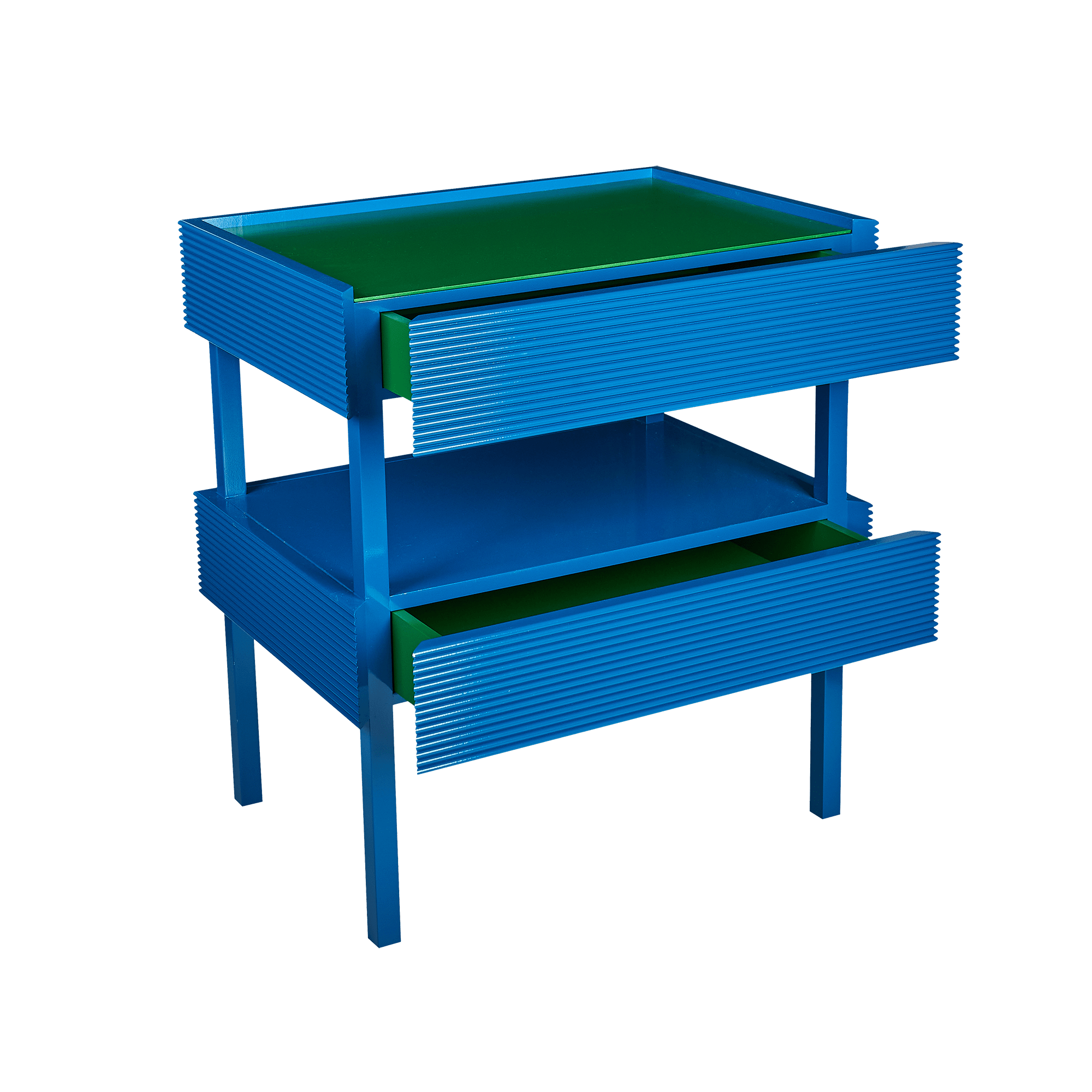 Pair of Connie Tables with Coloured Drawer Insert by Sarah Vanrenen