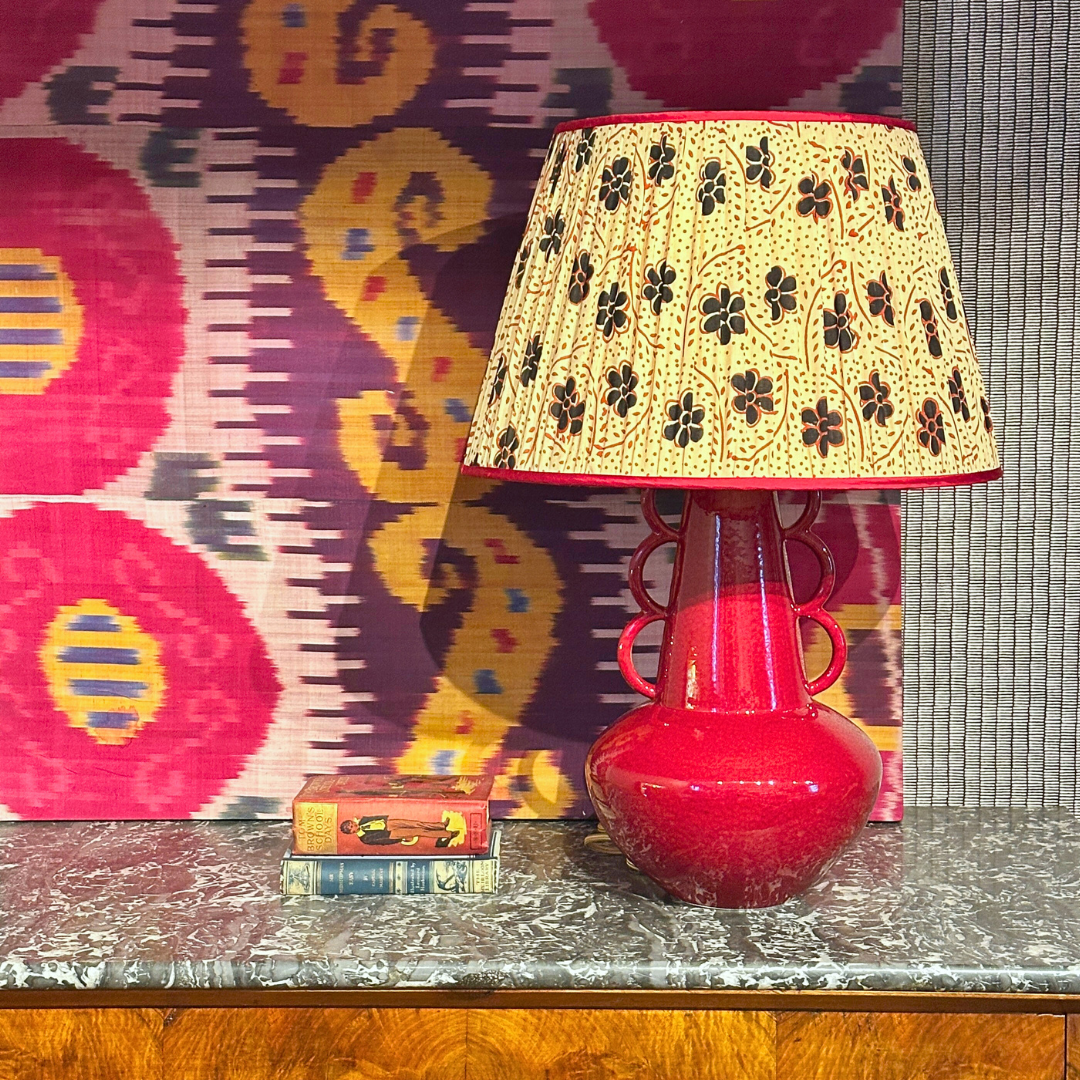 18 inch Floral Block Print Gathered Lampshade