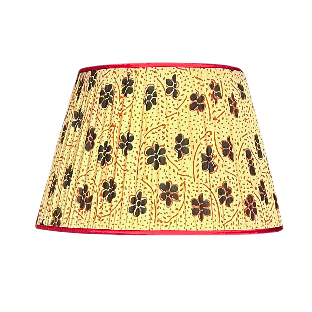 18 inch Floral Block Print Gathered Lampshade