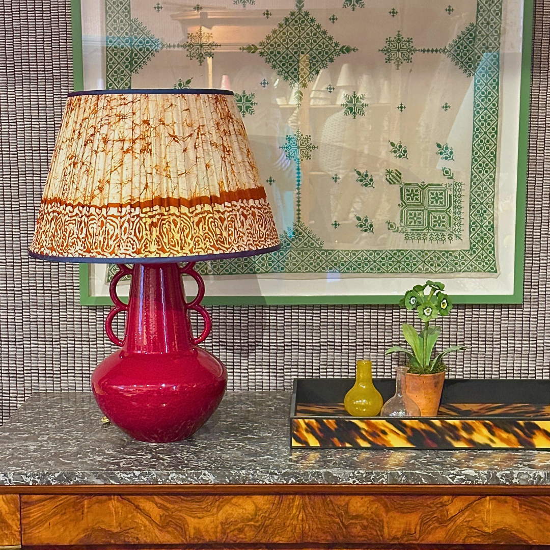 20 inch Chocolate and Cream Gathered Lampshade by Sarah Vanrenen