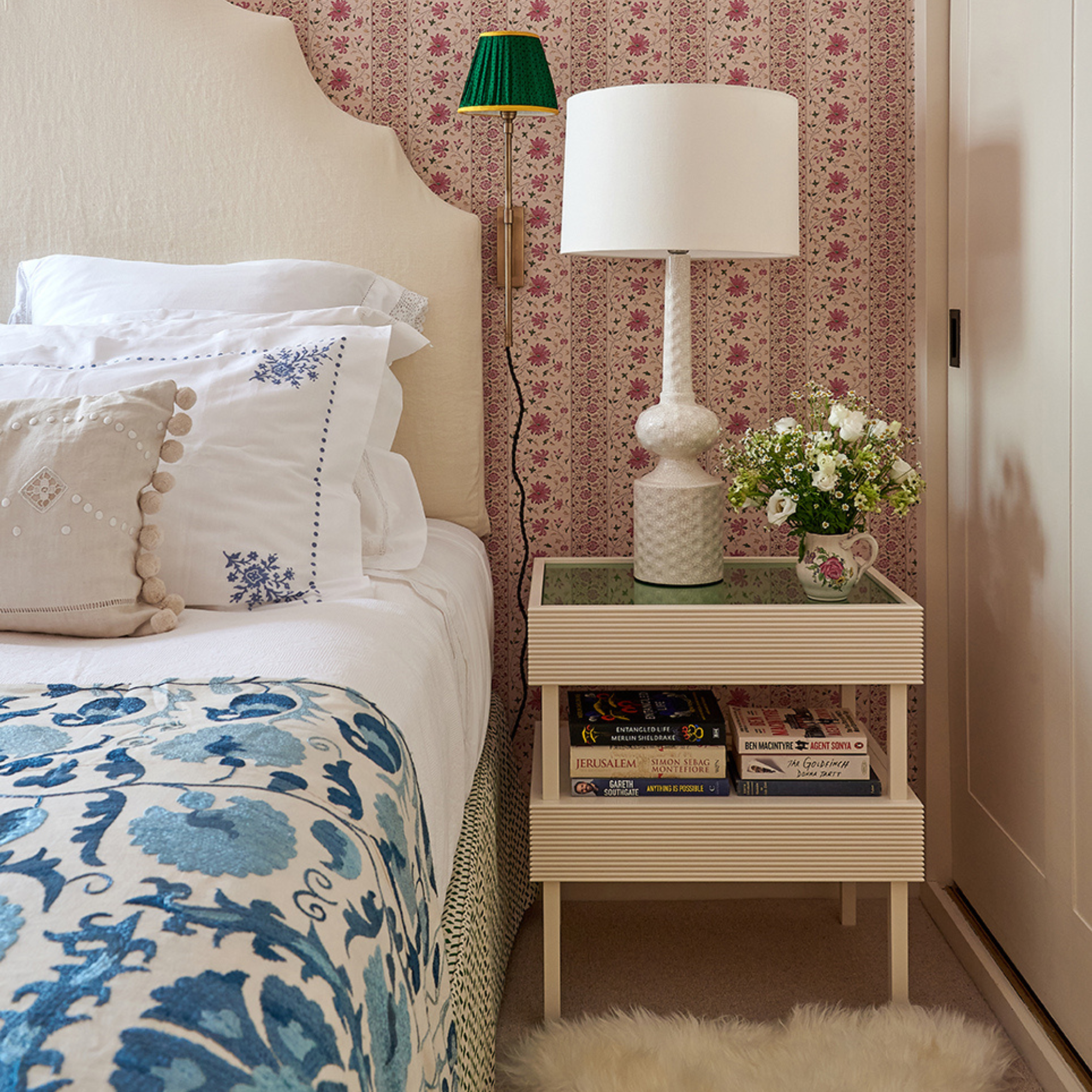 Pair of Connie Tables with Coloured Drawer Insert by Sarah Vanrenen