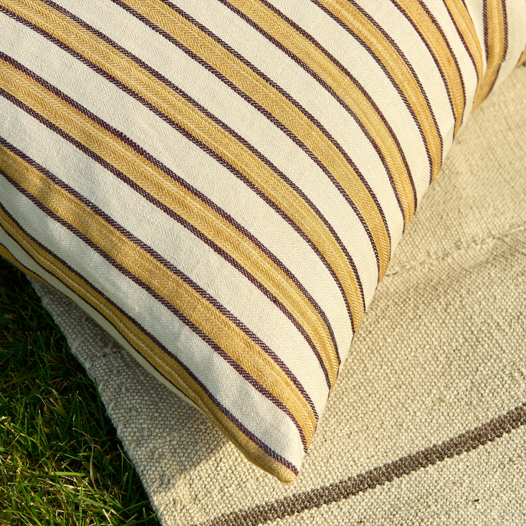 Standen Stripe Cushion - Saffron