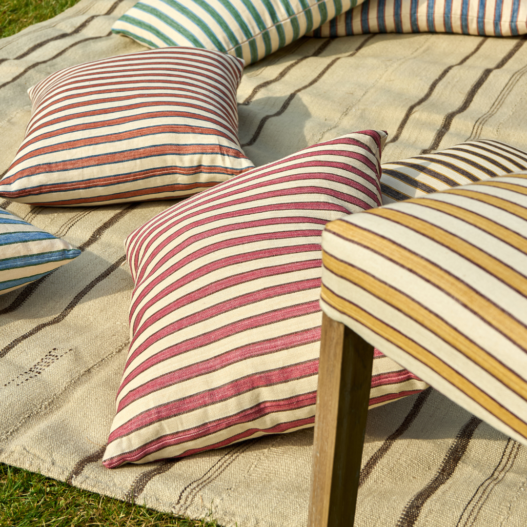 Standen Stripe Cushion - Raspberry