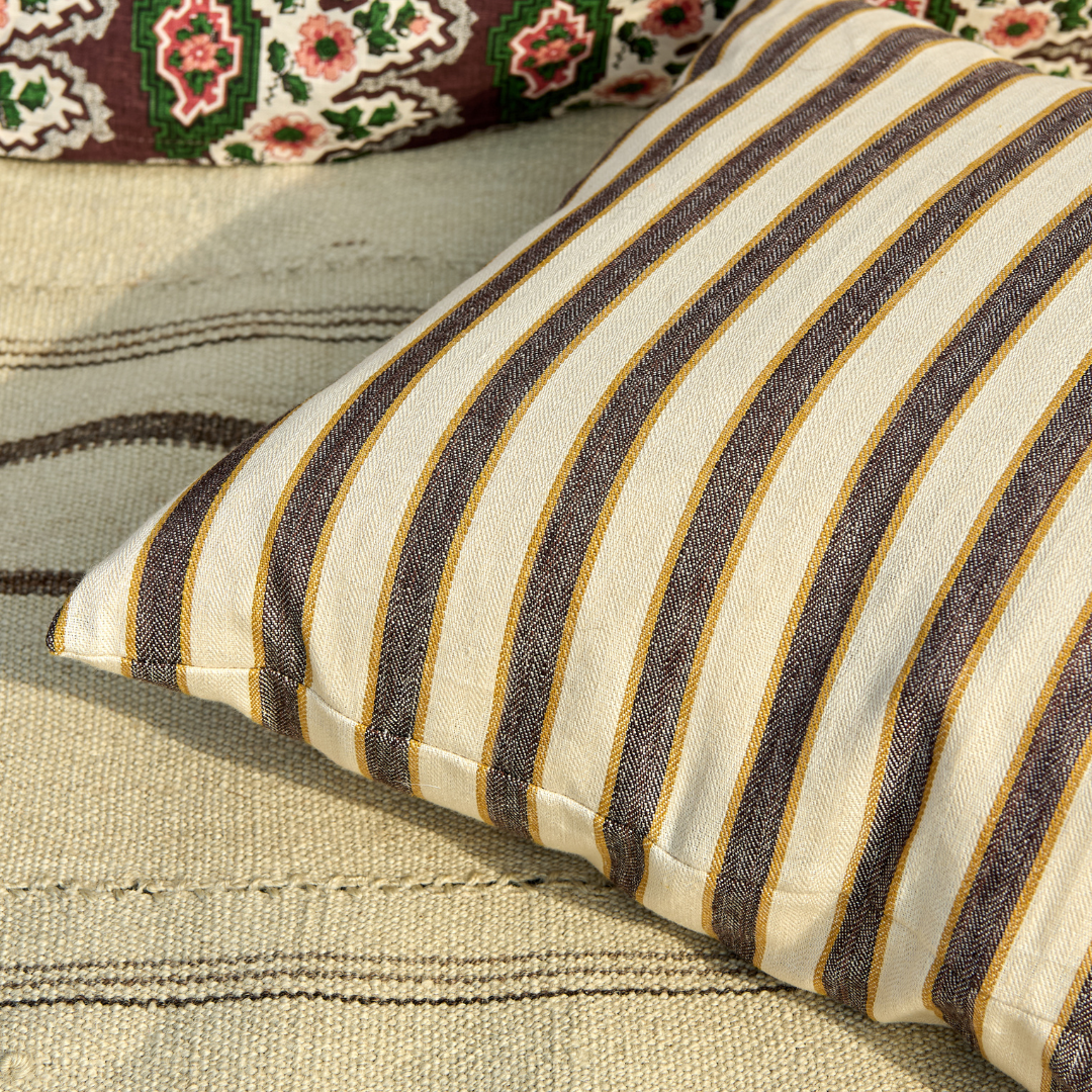 Standen Stripe Cushion - Tobacco
