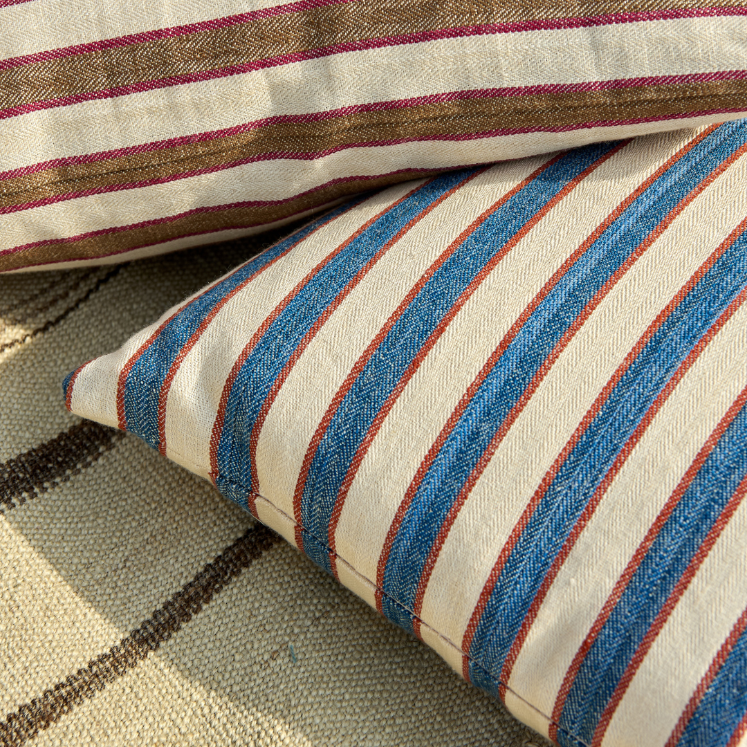Standen Stripe Cushion - Denim