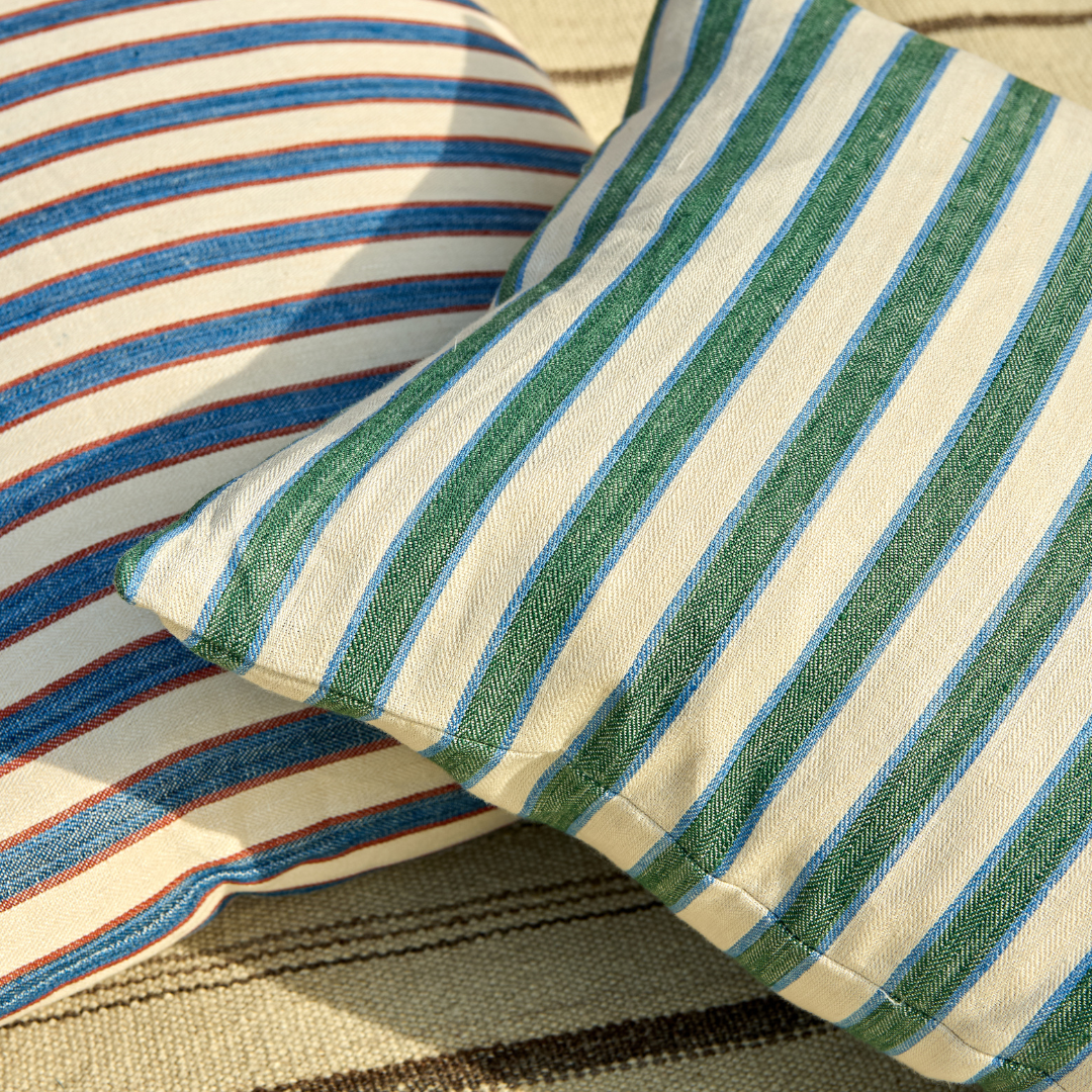 Standen Stripe Cushion - Leaf Green