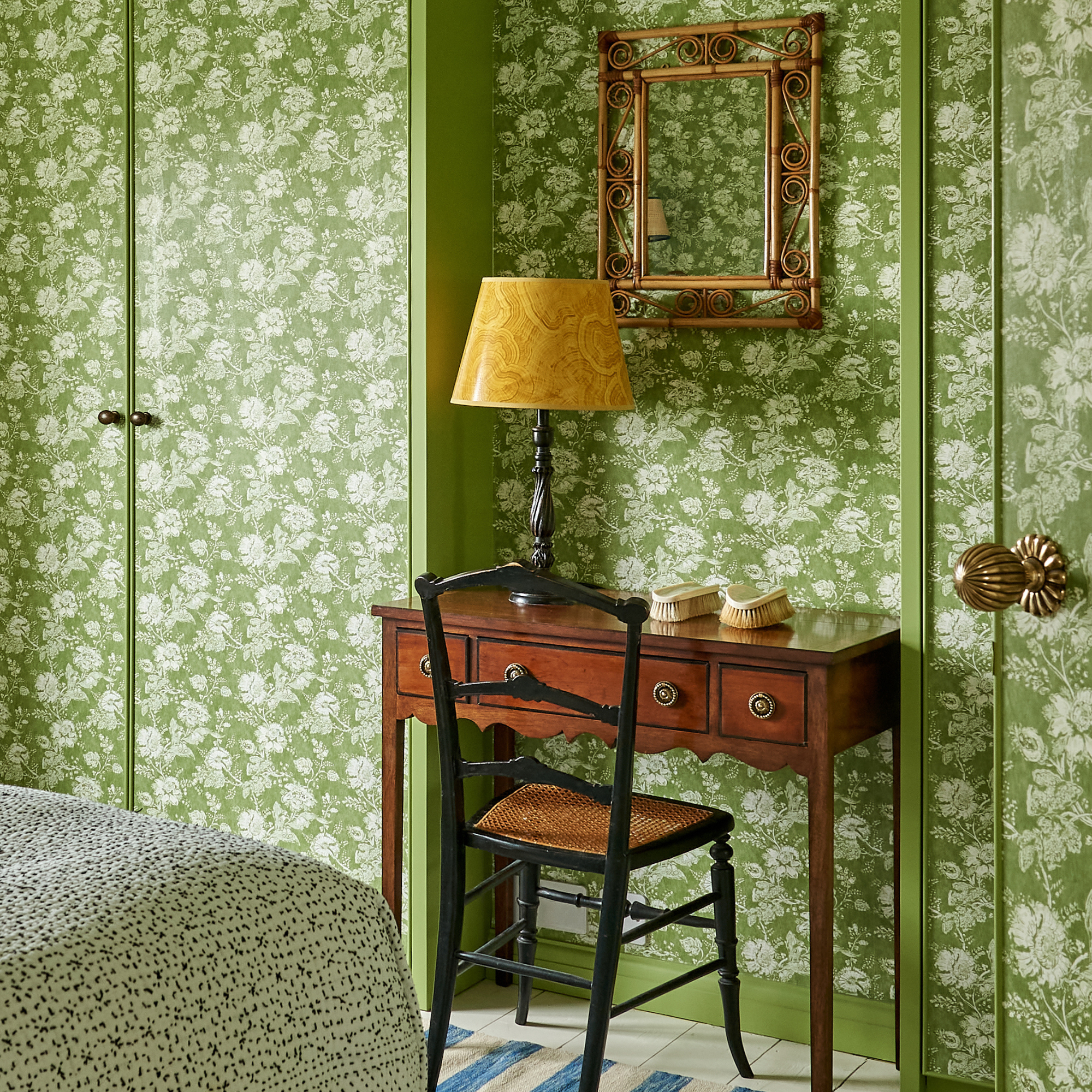 Hand painted lampshade with reflective gold lining - Yellow Malachite