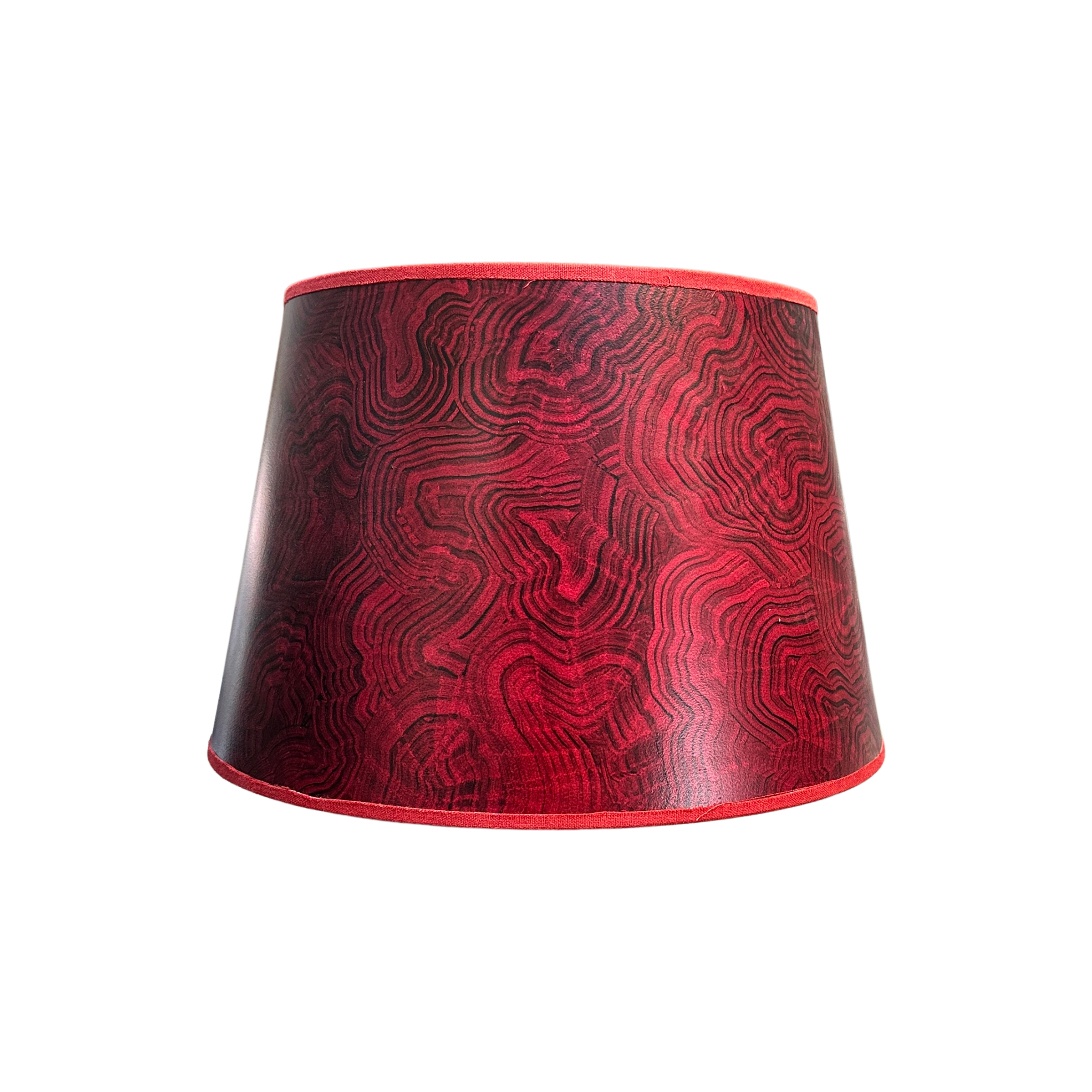 Hand painted lampshade with reflective gold lining - Red Malachite