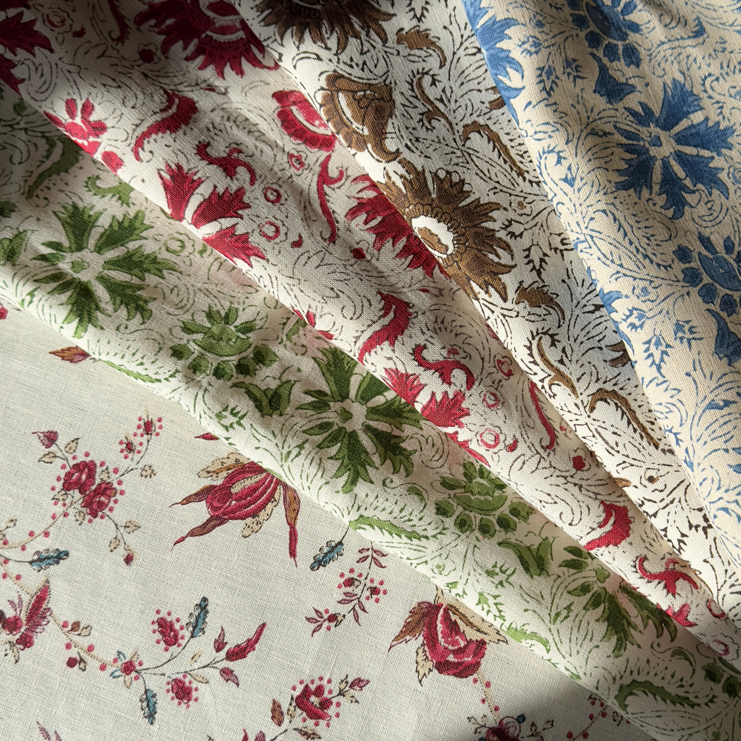 Indigo Block Madder Fabric