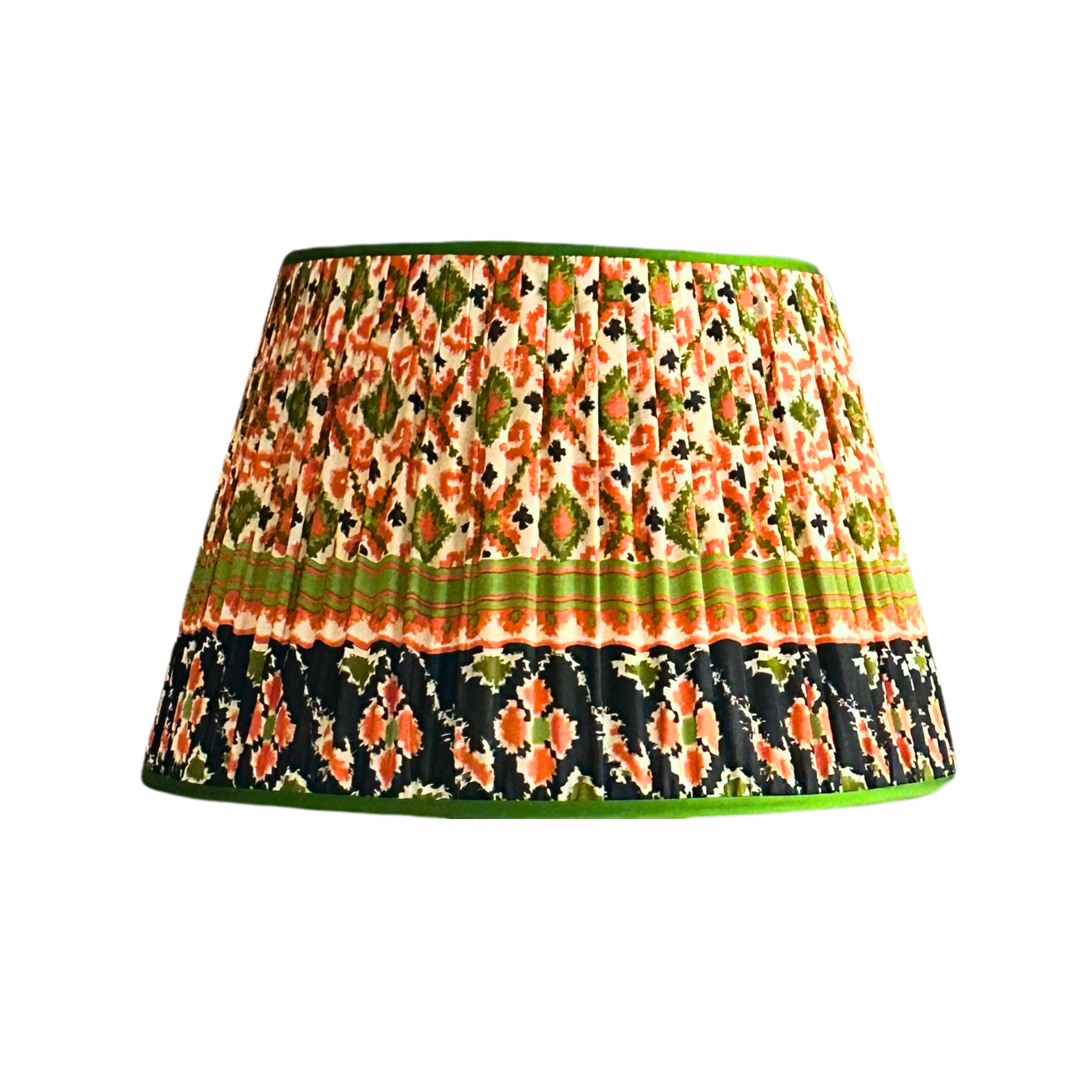 20 inch Orange and Green Gathered Lampshade