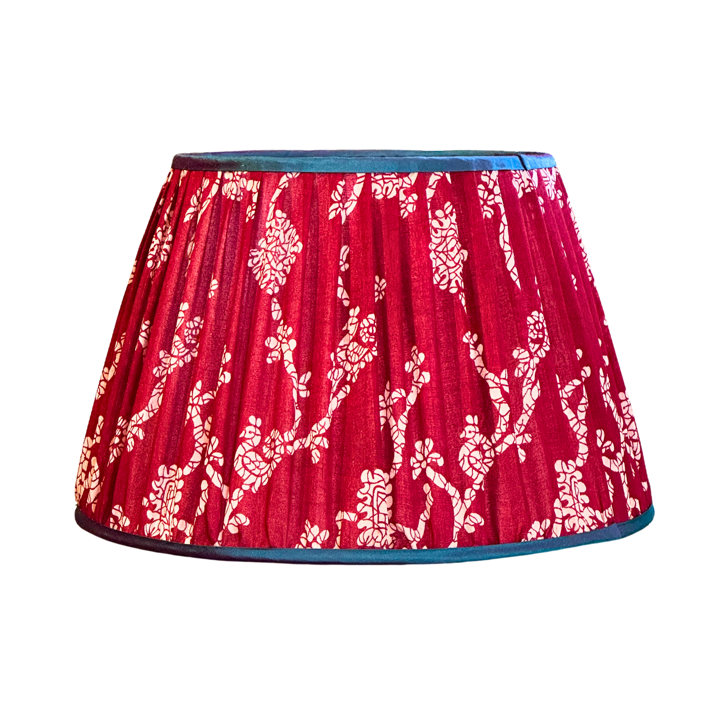 14 inch Red Floral  Print Gathered Lampshade