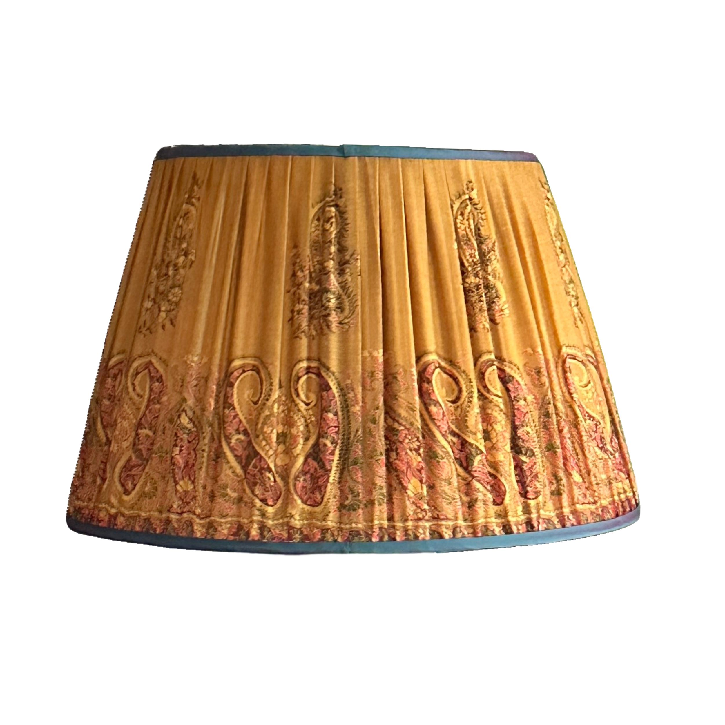 20 inch Ochre Paisley Gathered Lampshade