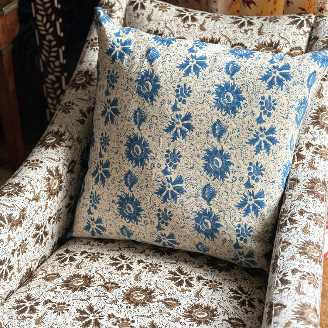 Indigo Block Cushion - Indigo by Sarah Vanrenen