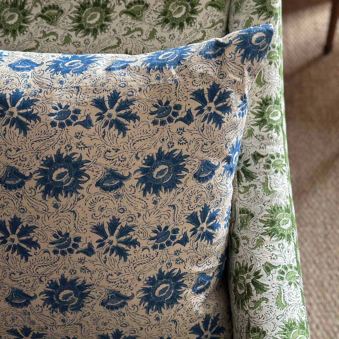 Indigo Block Cushion - Indigo