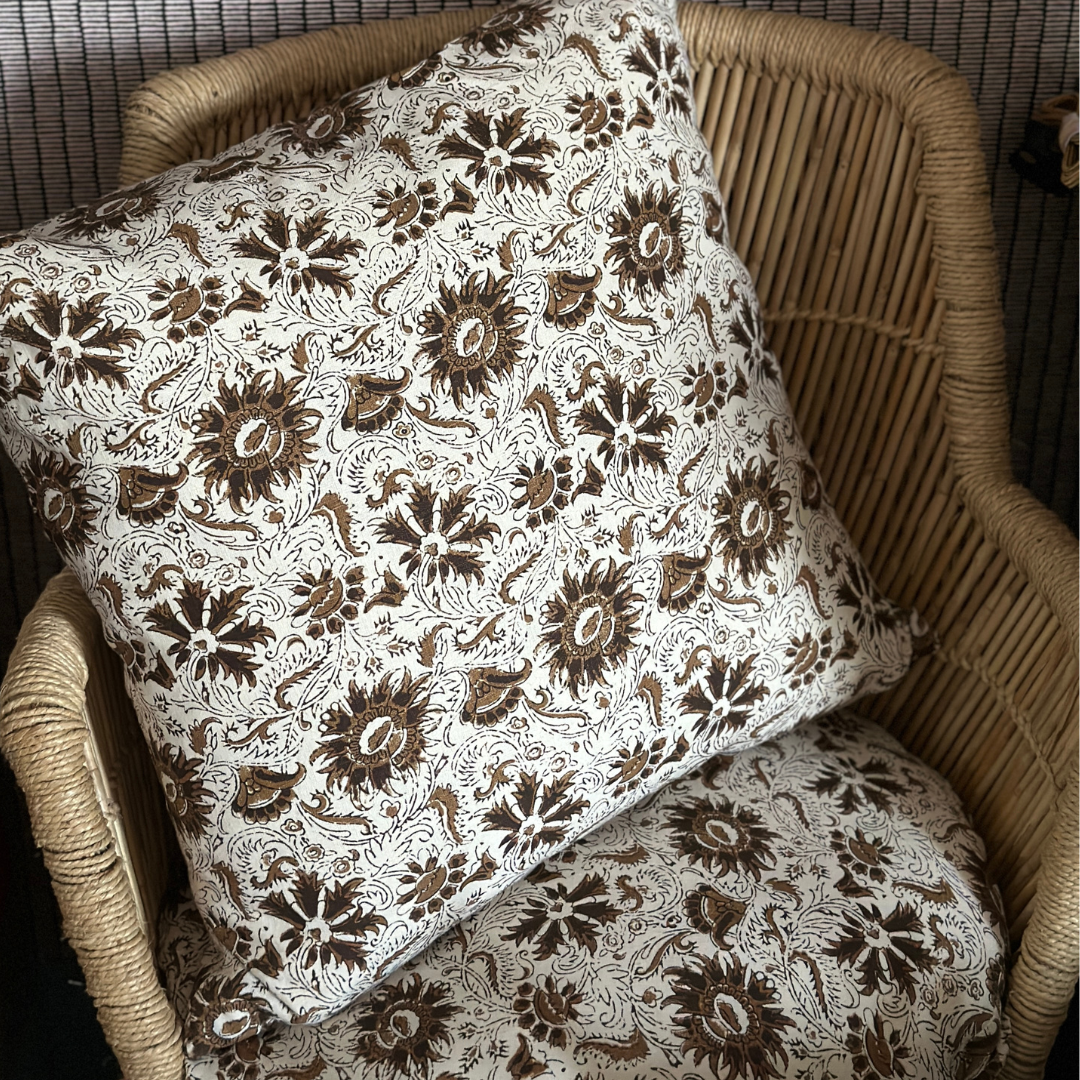 Indigo Block Cushion - Tobacco by Sarah Vanrenen