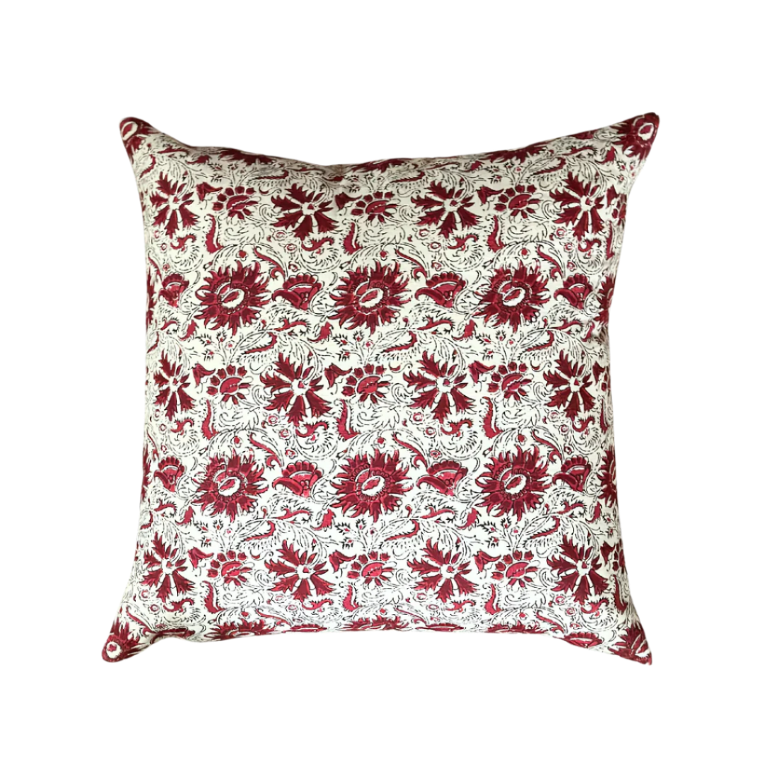 Indigo Block Cushion - Madder