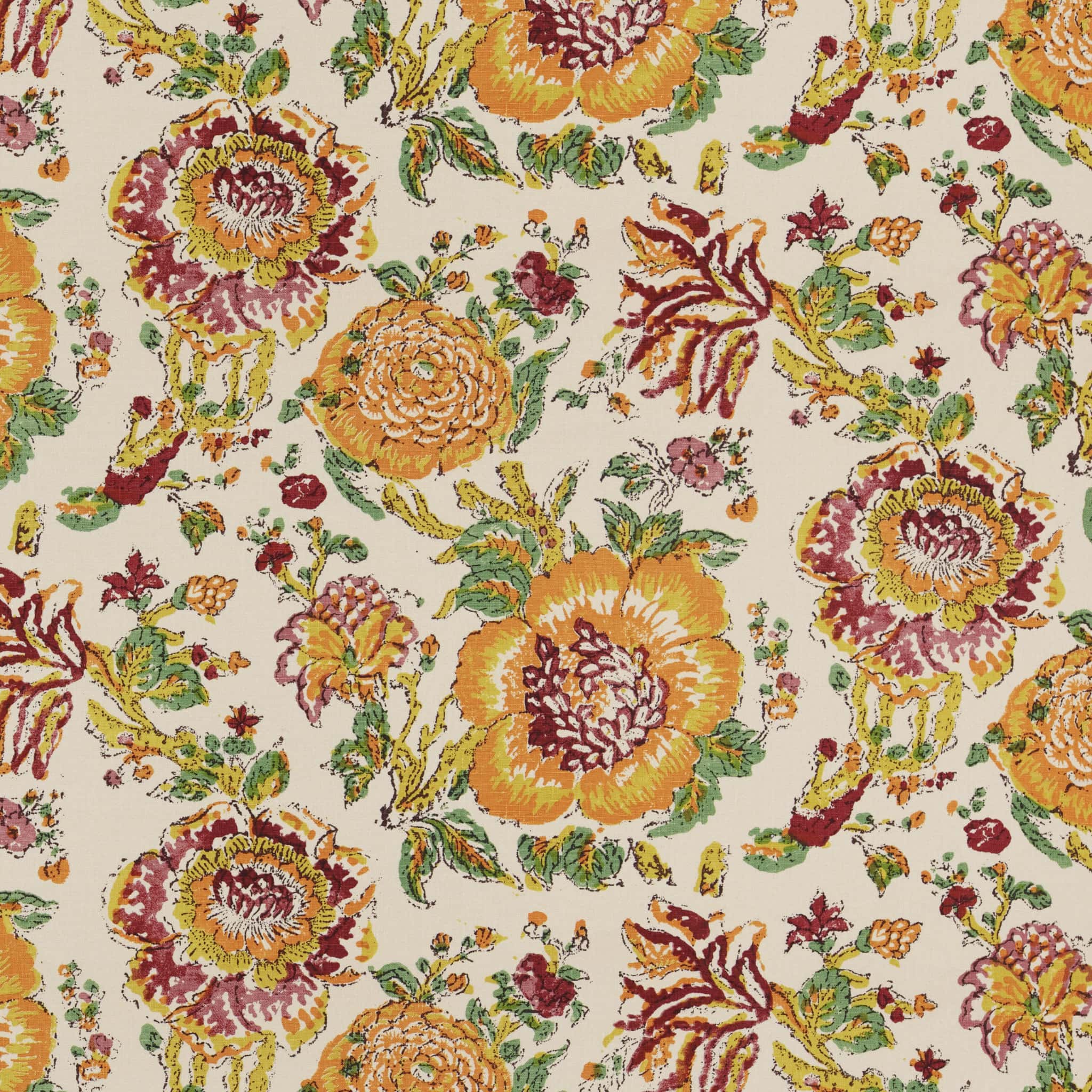 Dahlia Orange Fabric by Sarah Vanrenen