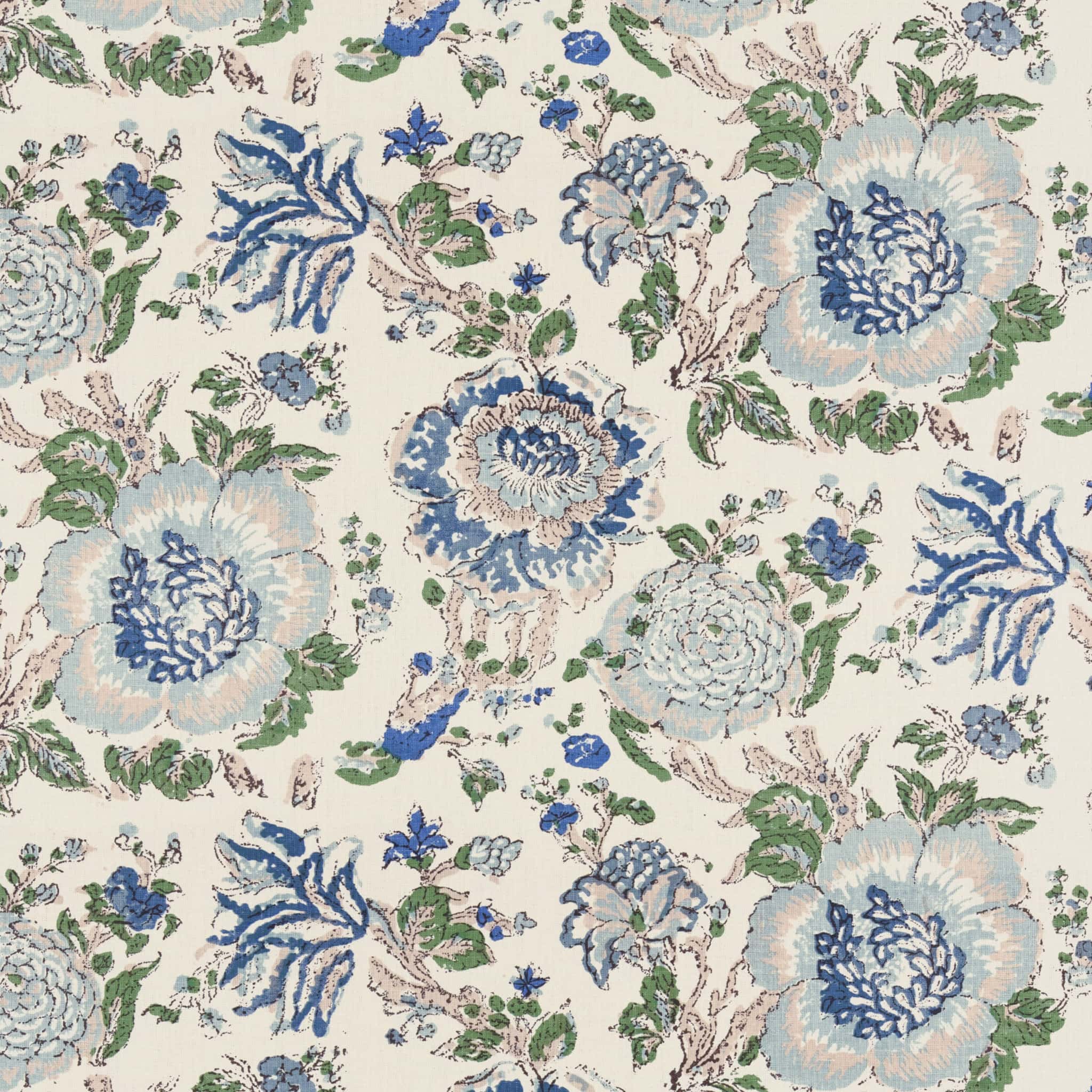 Dahlia Blue Fabric by Sarah Vanrenen