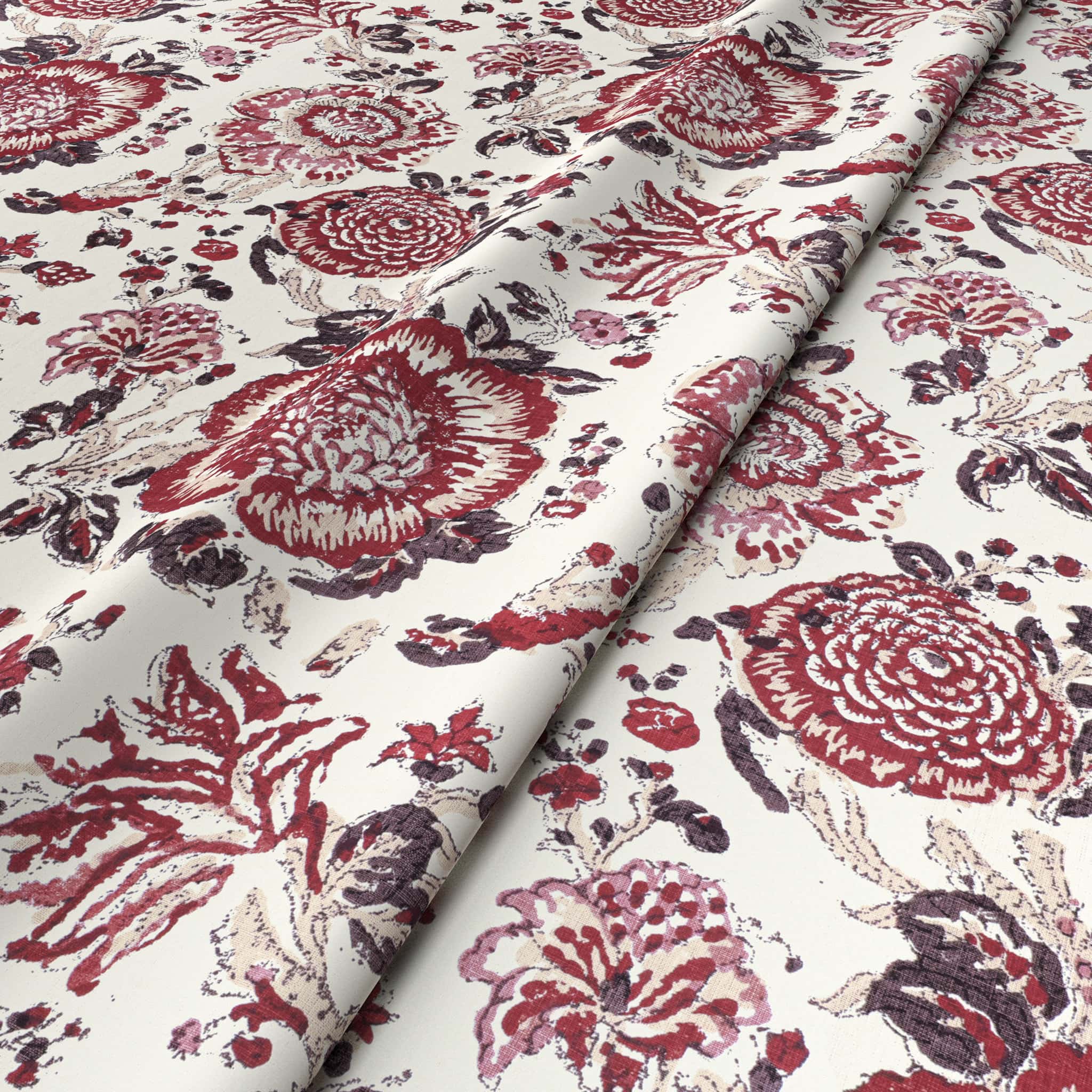 Dahlia Red Fabric by Sarah Vanrenen