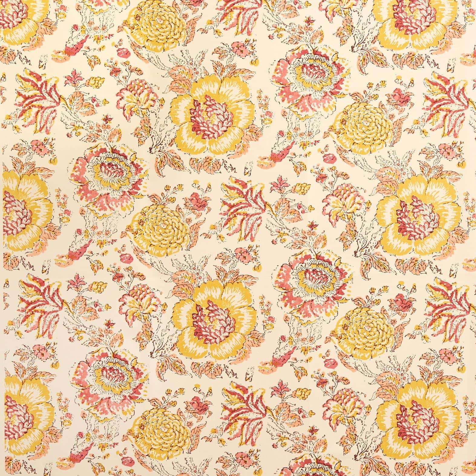 Dahlia Yellow Fabric by Sarah Vanrenen