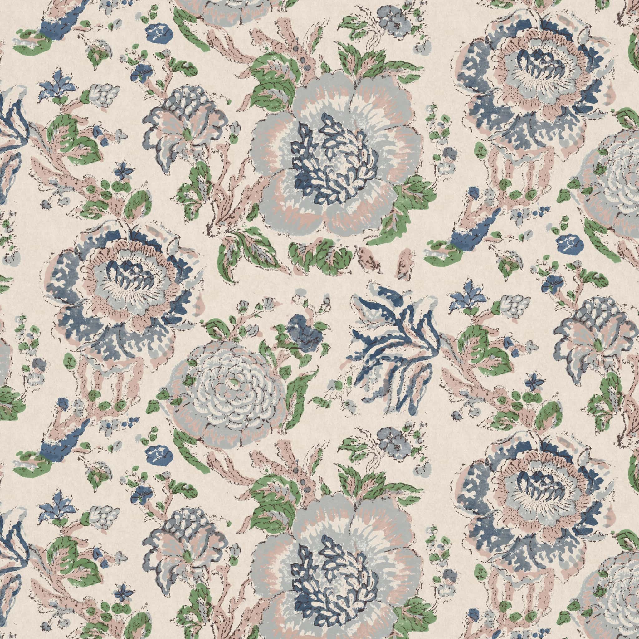 Dahlia Blue Wide Wallpaper by Sarah Vanrenen